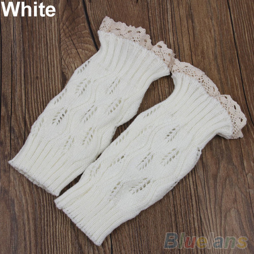 Wool Socks Jacquard Lace Leaves Openwork Knit Boots Socks Ms.